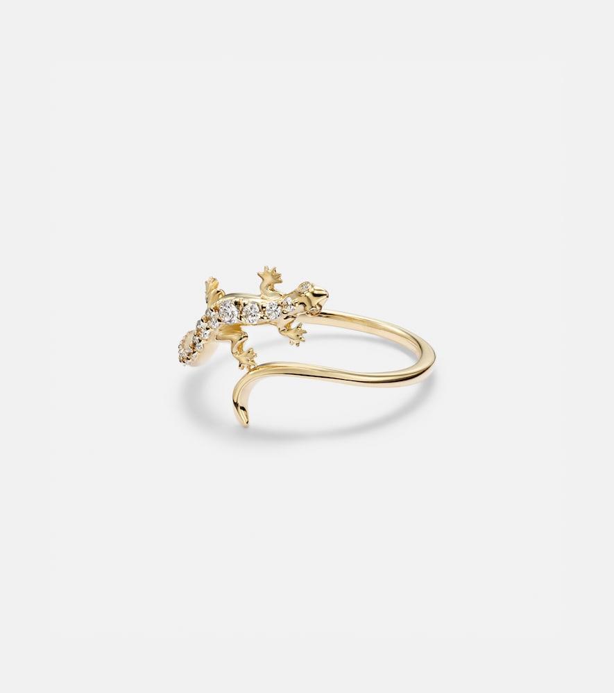 sydney evan lizard 14kt gold ring with diamonds