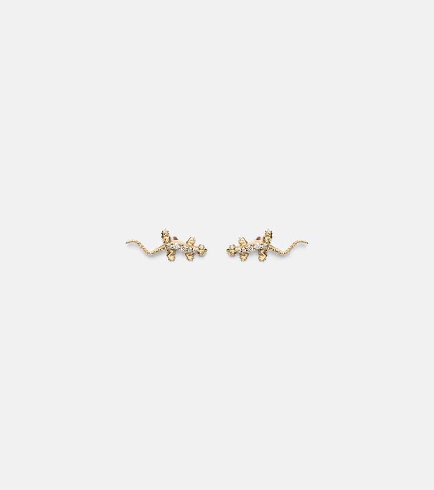 sydney evan lizard 14kt gold stud earrings with diamonds