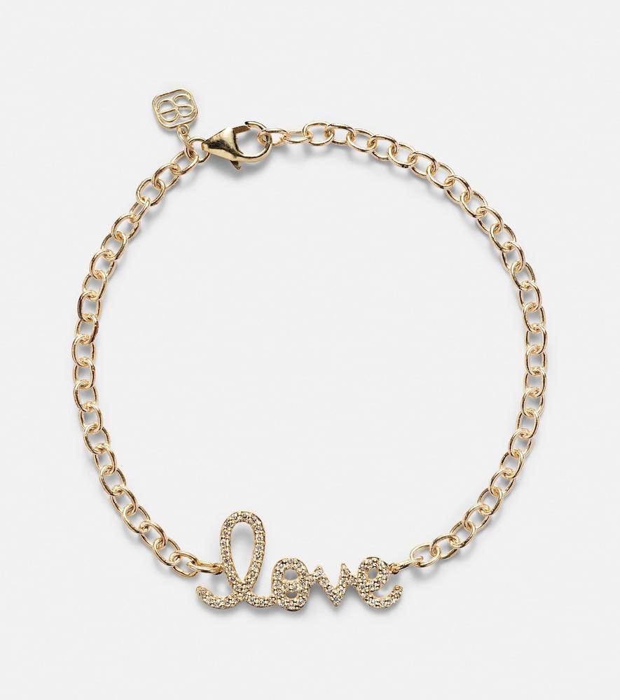 sydney evan love 14kt yellow gold and diamonds chainlink bracelet