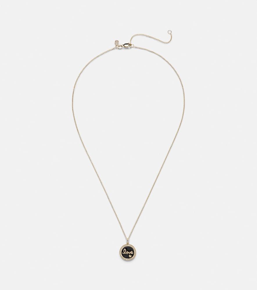 sydney evan love 14kt yellow gold charm necklace