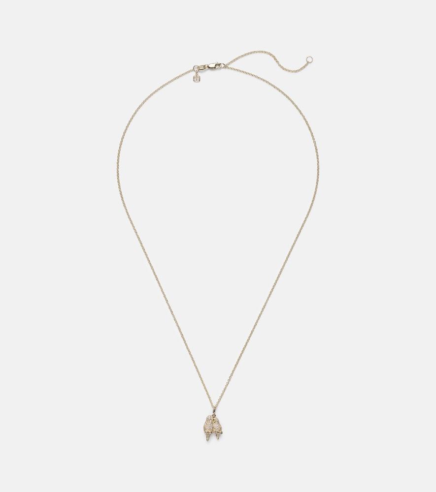 sydney evan lovebirds 14kt gold necklace with diamonds