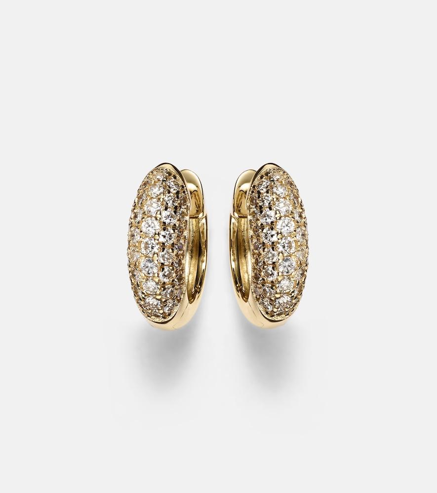 sydney evan puffy 14kt gold hoop earrings with diamonds