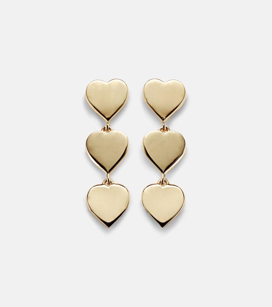 sydney evan pure three heart linear 14kt gold earrings