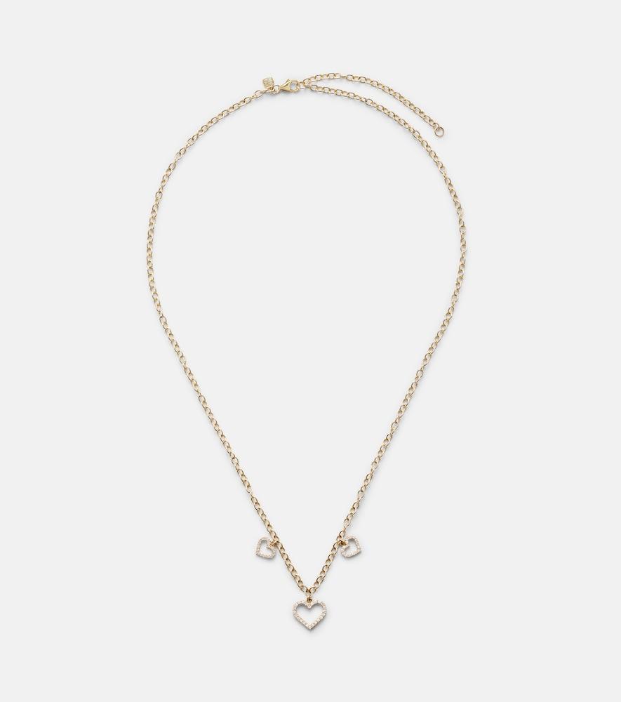 sydney evan three hearts 14kt gold necklace with diamonds