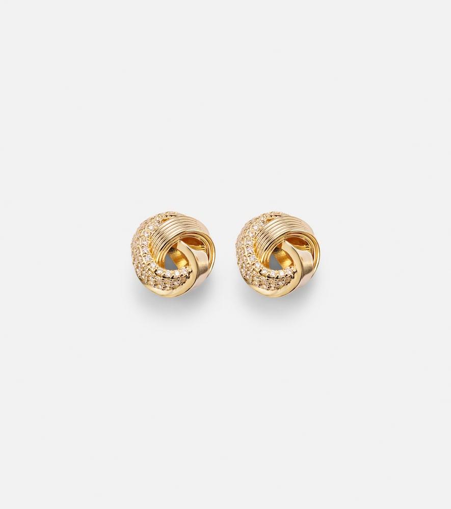 sydney evan tri-link 14kt gold earrings with diamonds