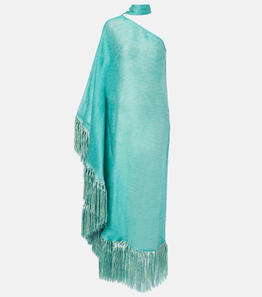taller marmo arno fringed linen-blend maxi dress