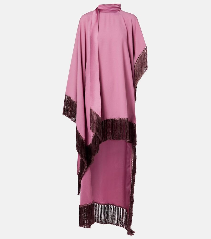taller marmo asymmetric fringed satin kaftan
