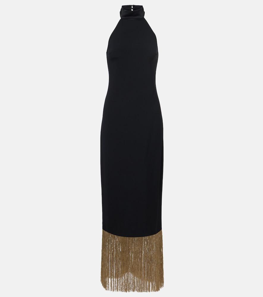 taller marmo berlin fringed crêpe cady maxi dress