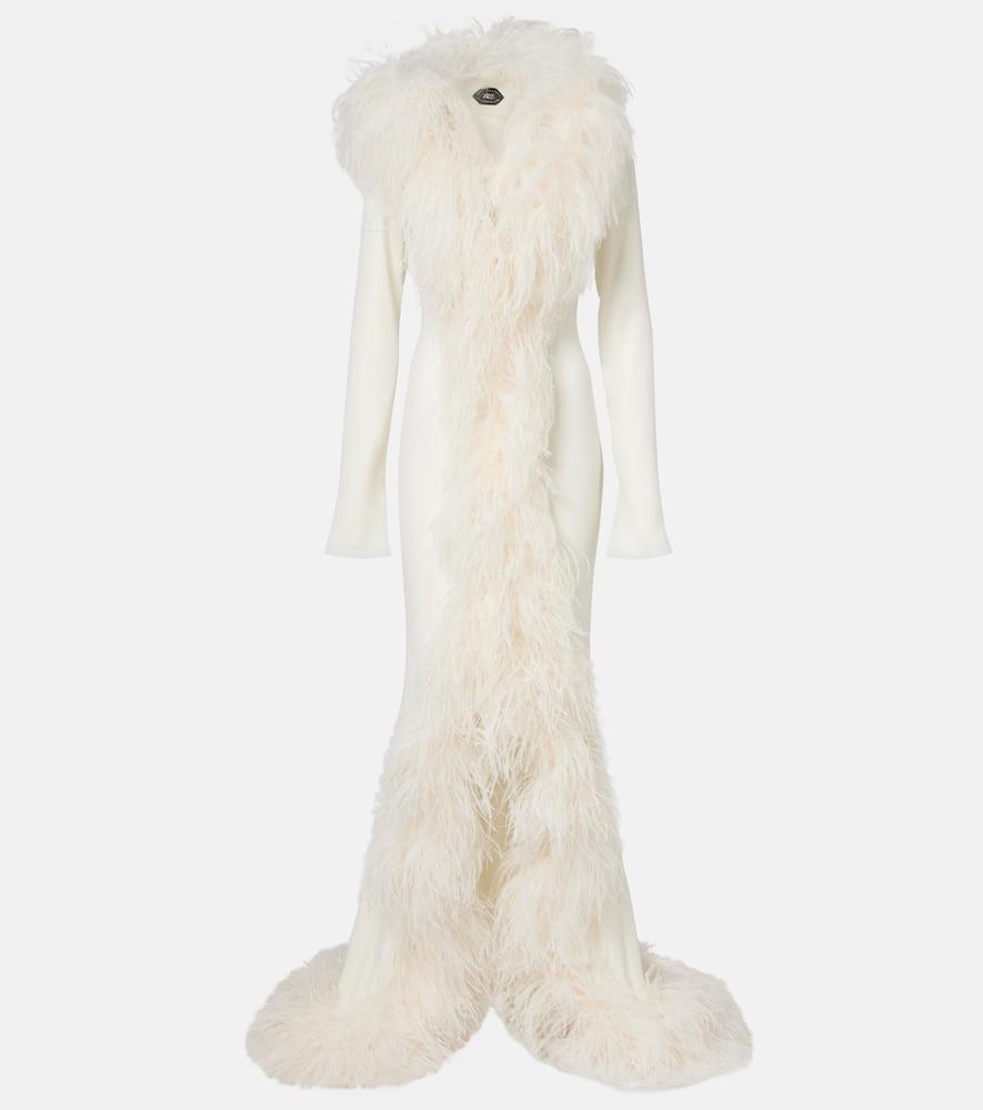 taller marmo bridal hollywood feather-trimmed gown