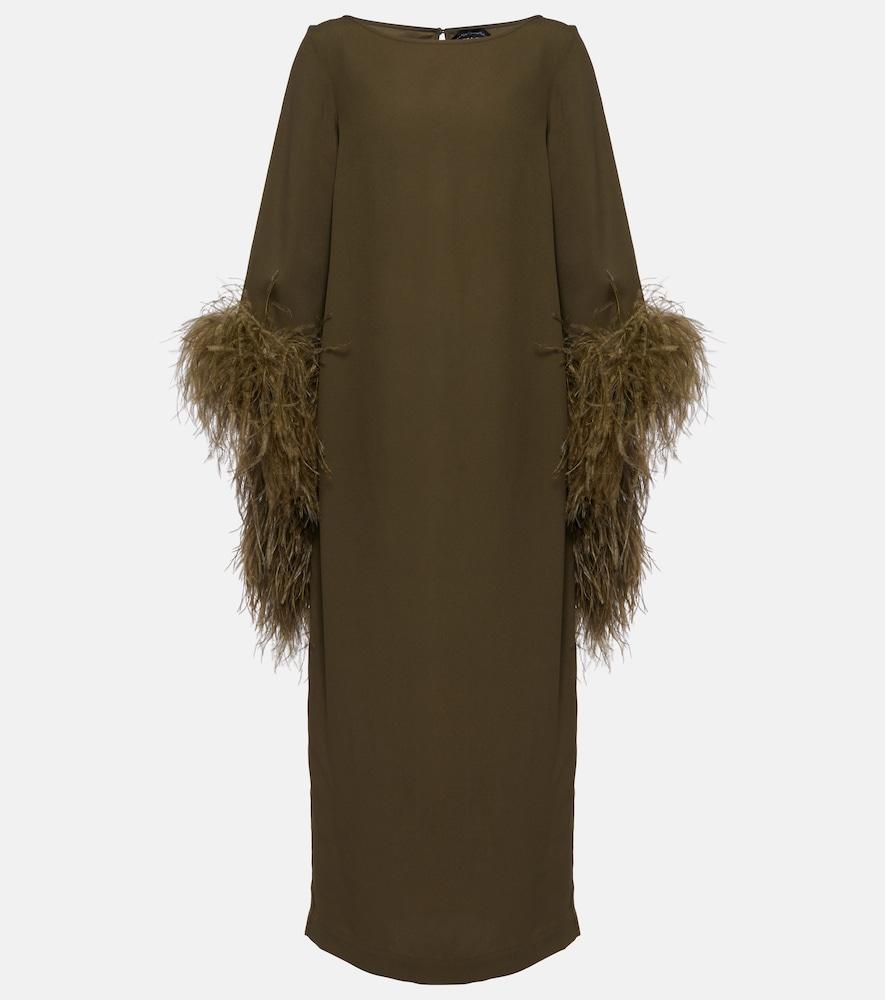 taller marmo del lago feather-trimmed midi dress