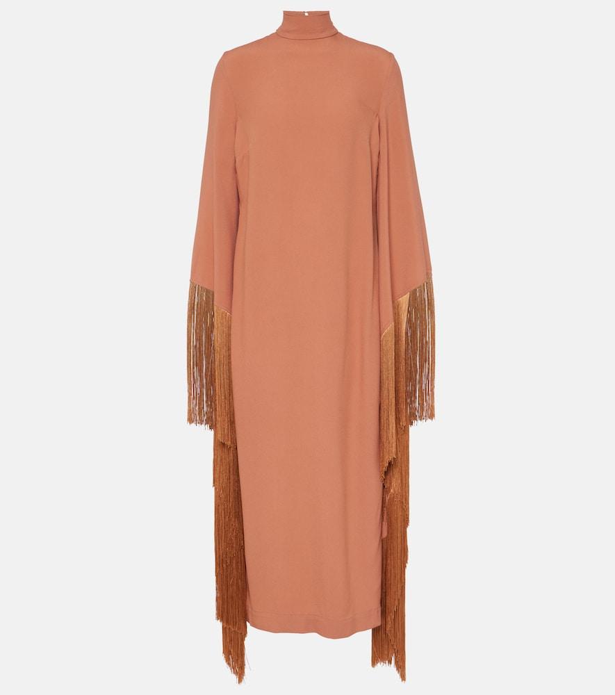 taller marmo del mar fringed crêpe midi dress