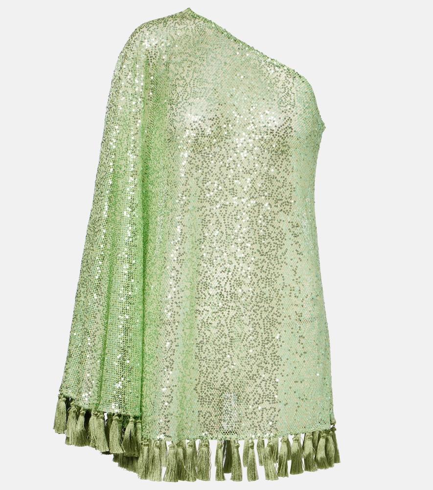 taller marmo es trench one-shoulder sequined minidress