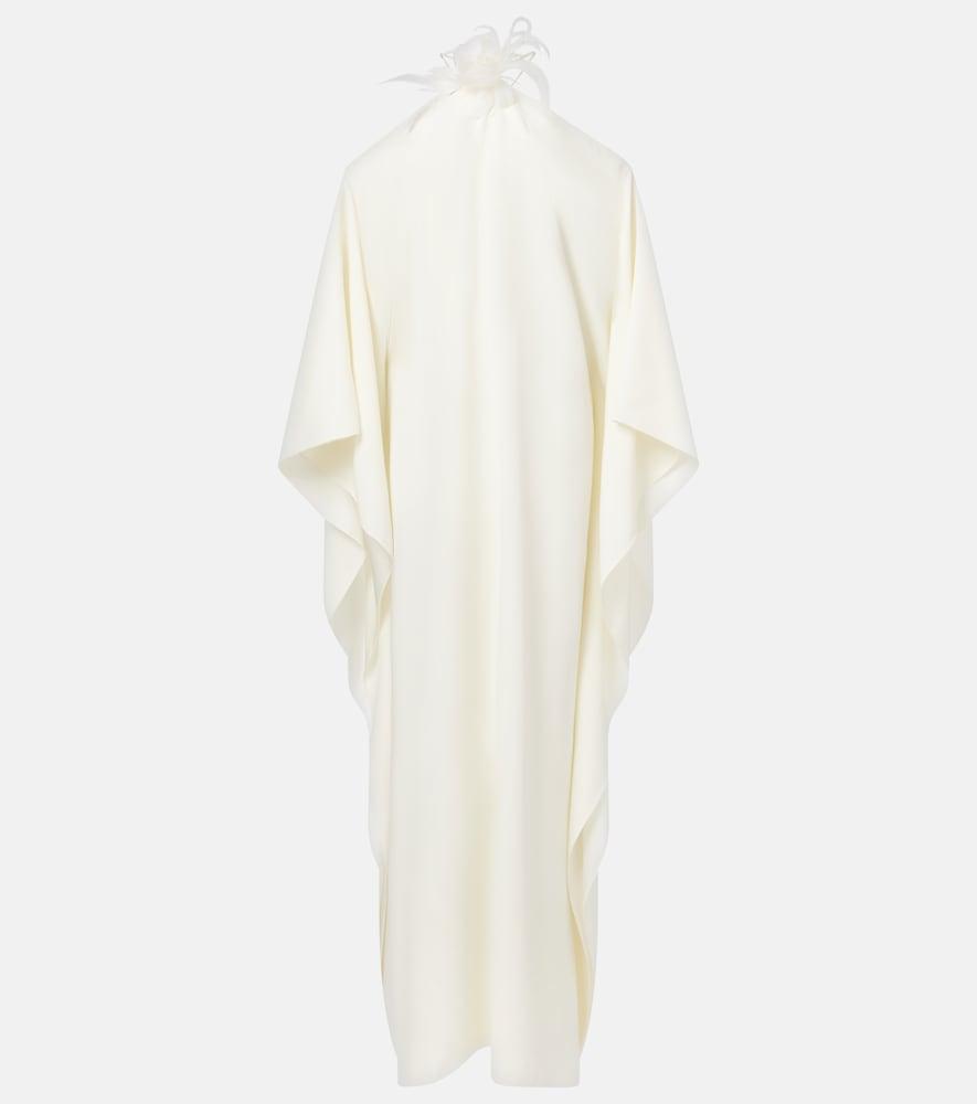 taller marmo feather-trimmed off-shoulder gown