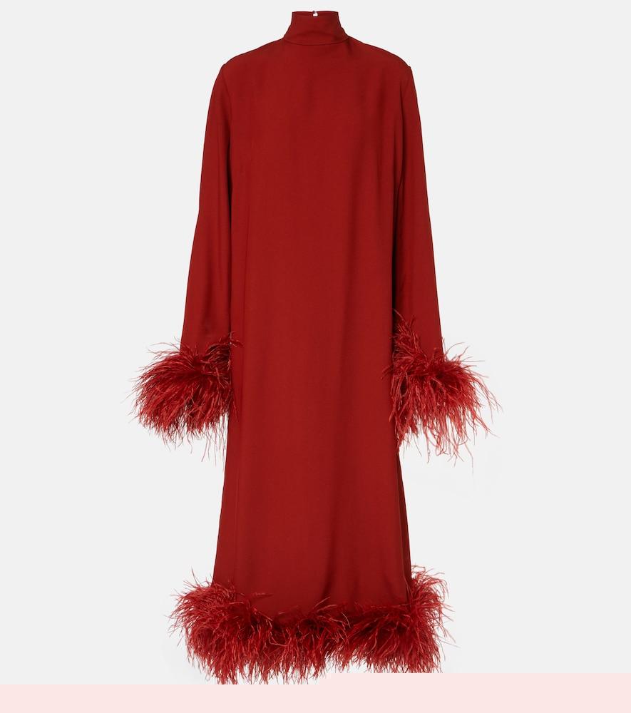 taller marmo gina feather-trimmed midi dress