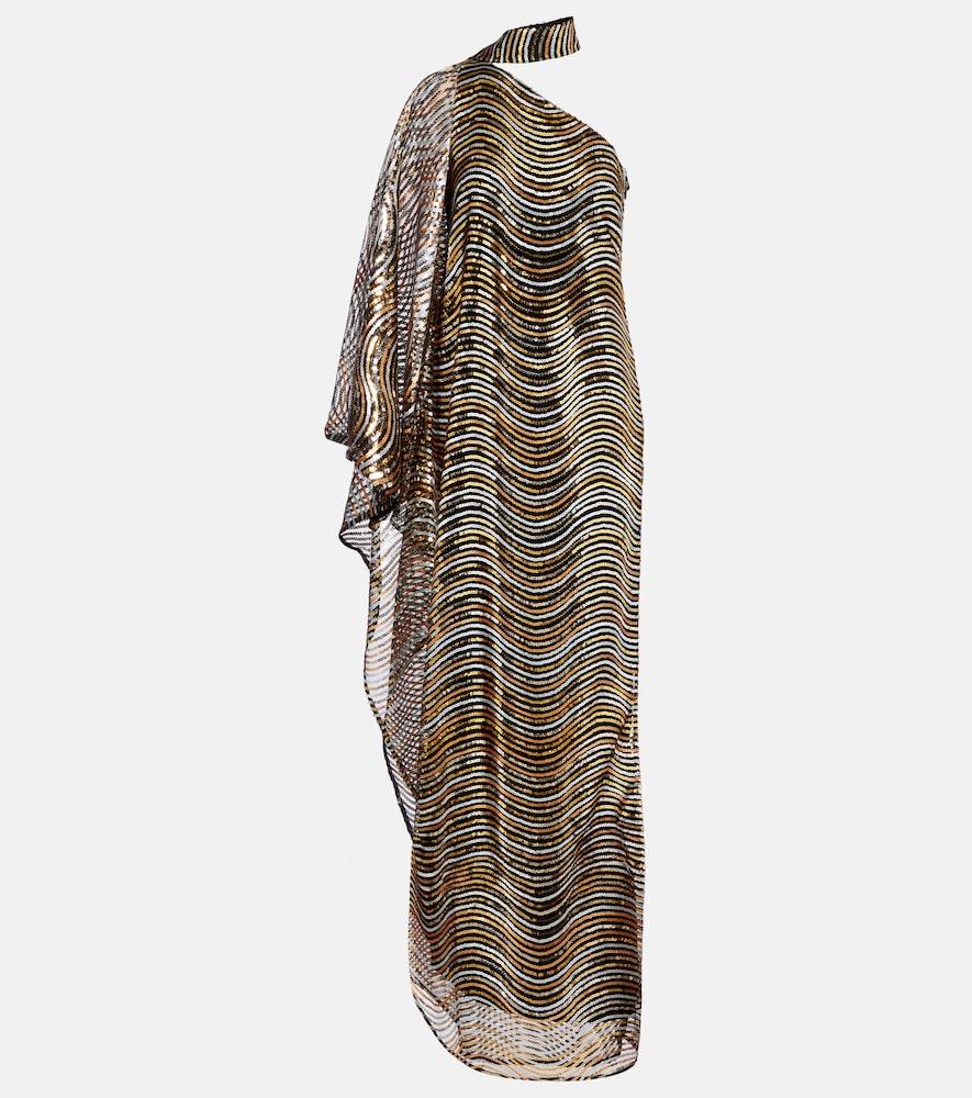 taller marmo glaum one-shoulder sequined gown