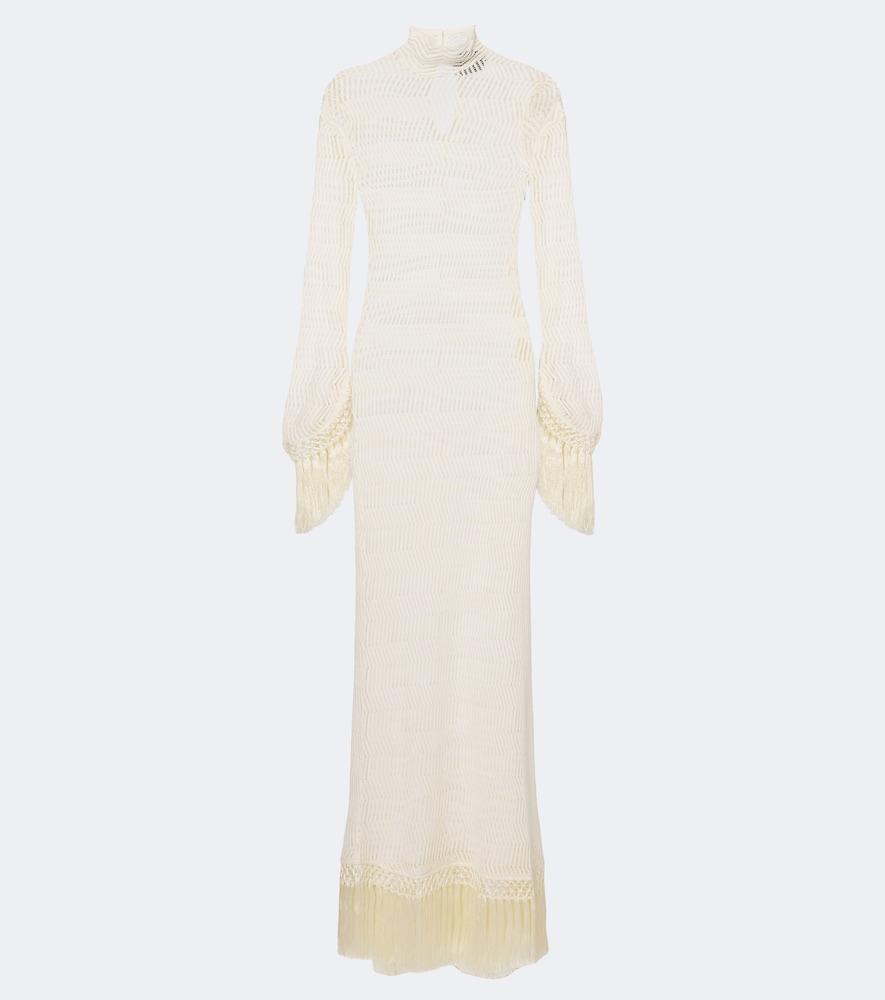 taller marmo new mexico fringed cotton maxi dress