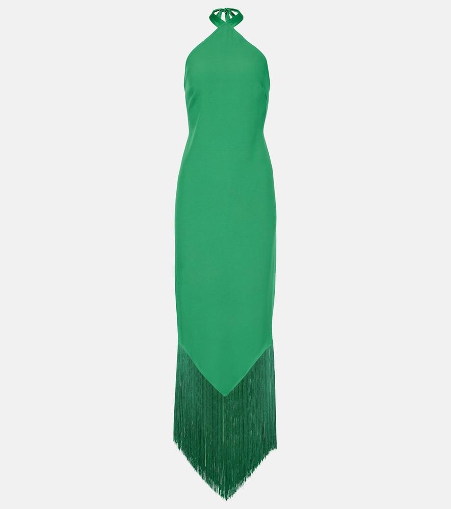 taller marmo nina fringed crêpe cady maxi dress