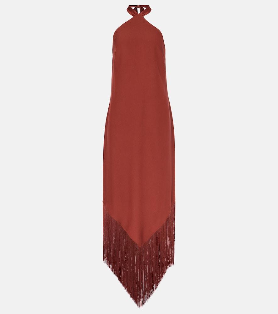 taller marmo nina fringed crêpe cady maxi dress