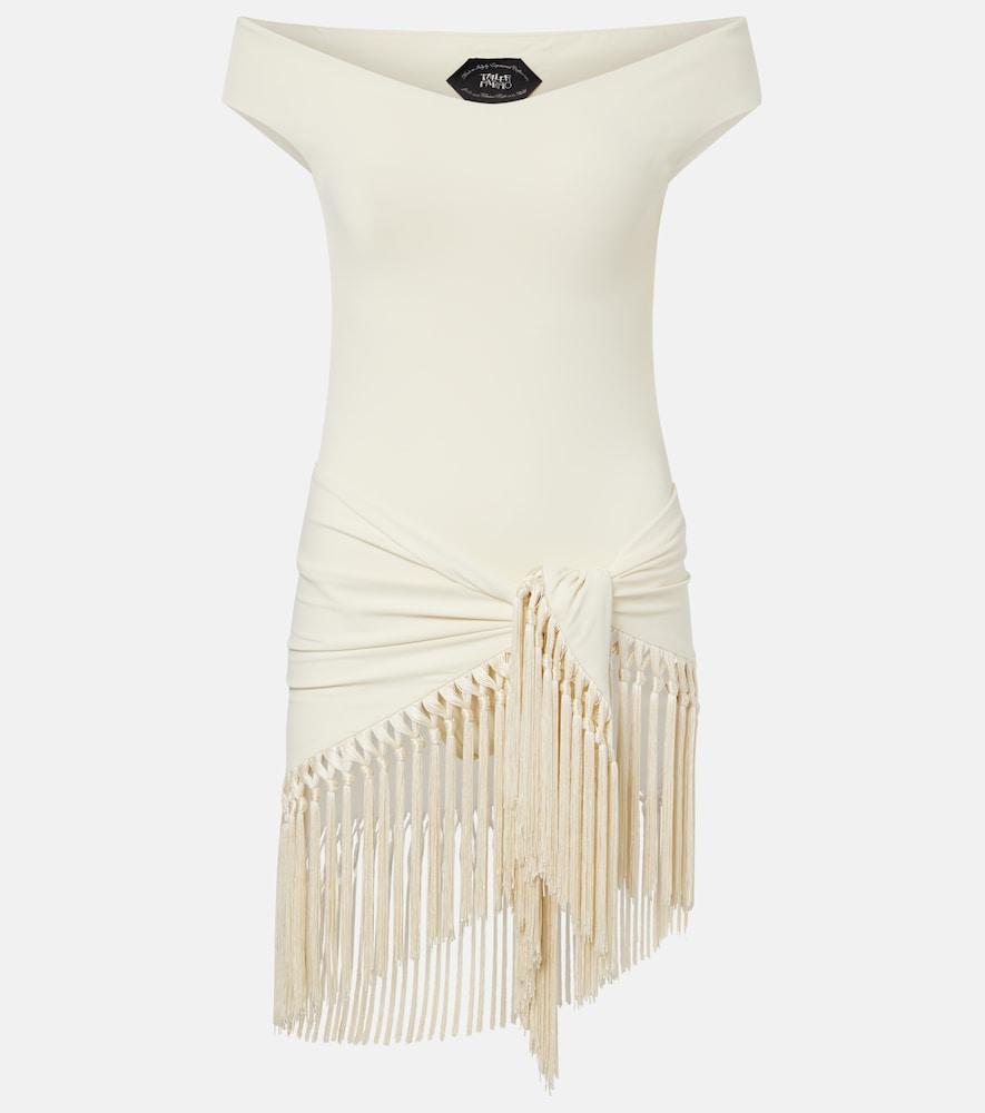 taller marmo romy fringed swimsuit and beach cover-up set
