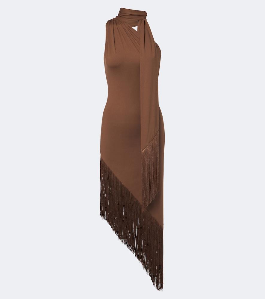 taller marmo siwa fringed scarf-detail midi dress