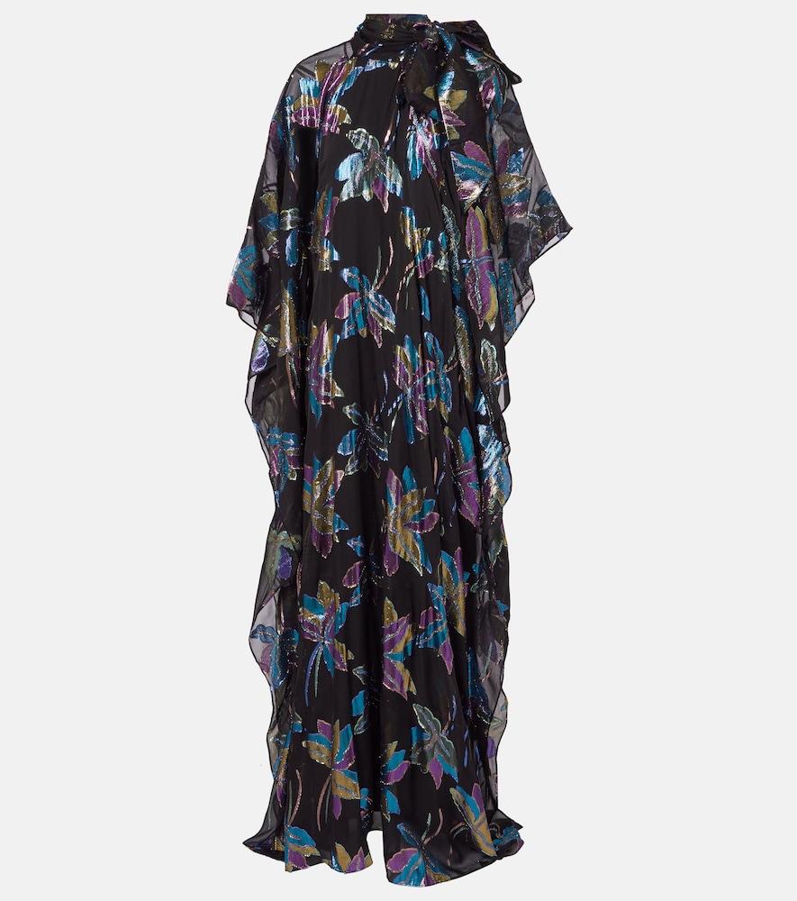 taller marmo stevie tie-neck silk-blend lamé kaftan