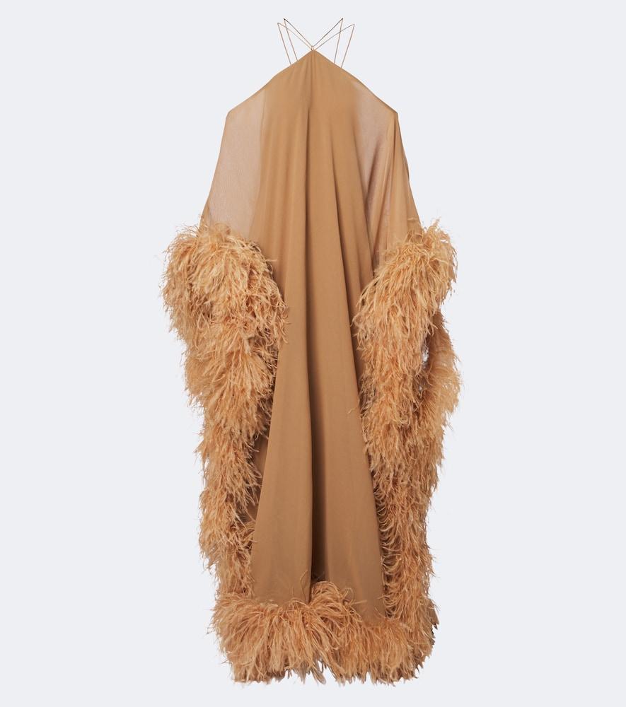 taller marmo sza sza spirito feather-trimmed kaftan