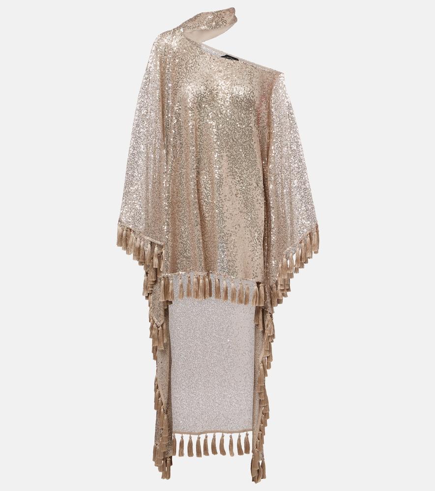 taller marmo trebbia asymmetric sequined mesh kaftan