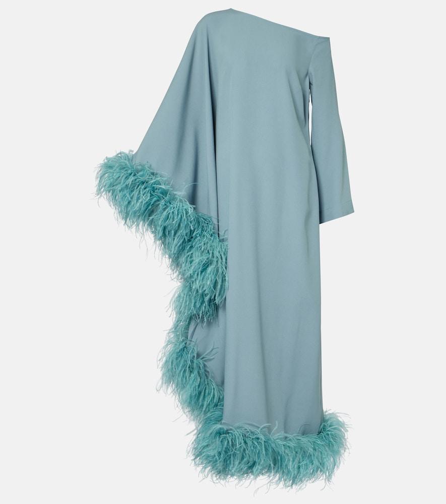 taller marmo ubud extravaganza feather-trimmed gown