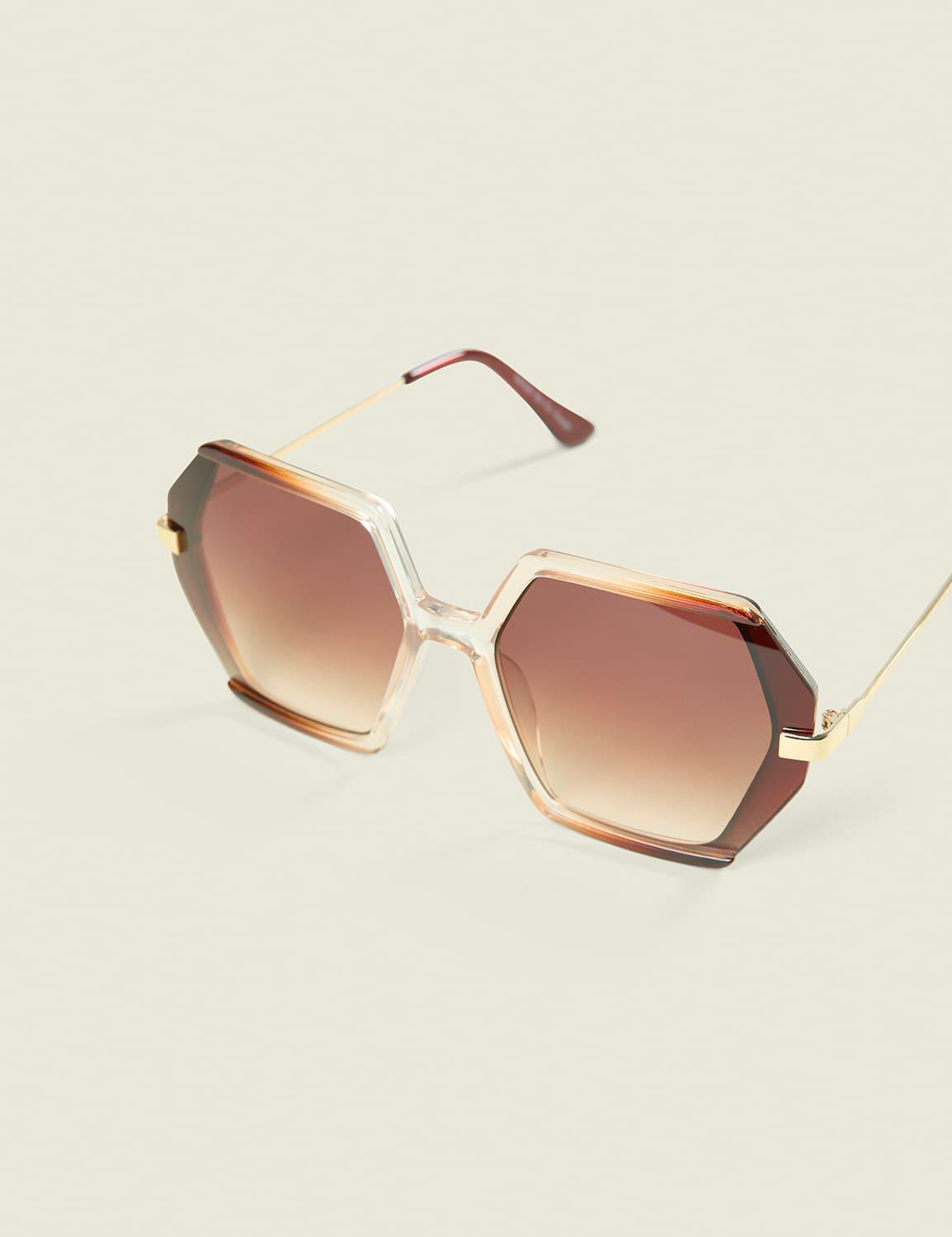 tan ombre hexagonal sunglasses