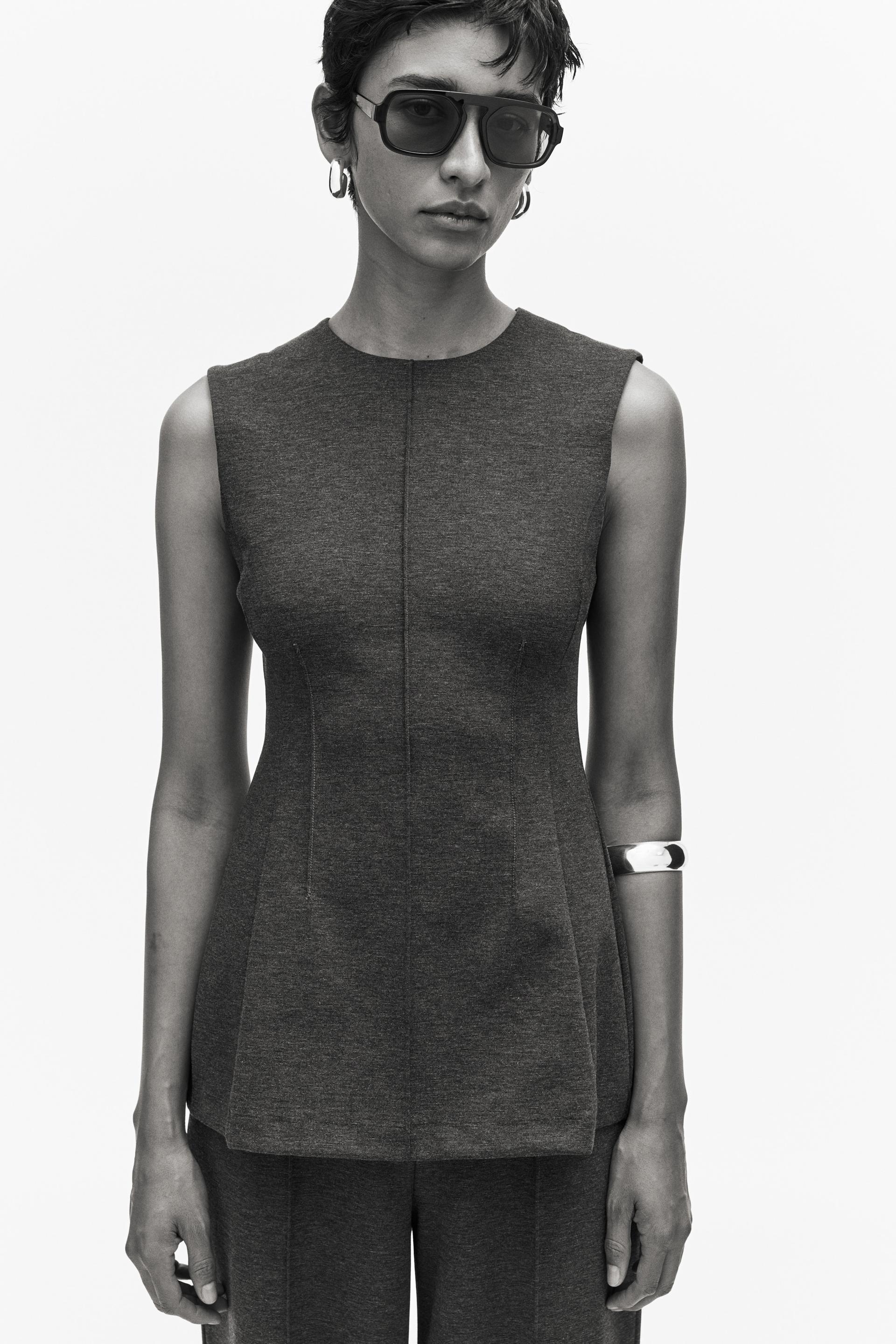 tapered-waist ponte top