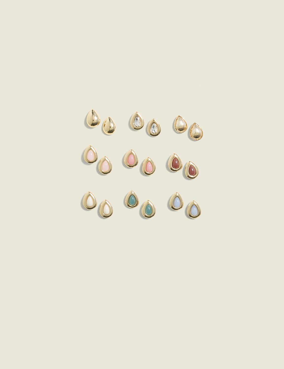 teardrop imitation stone earring 9-pack