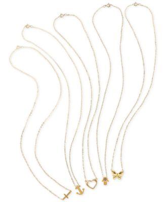 teeny tiny pendant necklace collection in 10k gold