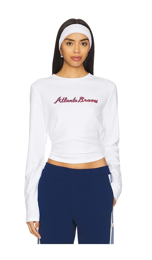 terez x revolve atlanta braves long sleeve baby tee in white. - size l (also in m, s, xl, xs, xxs)