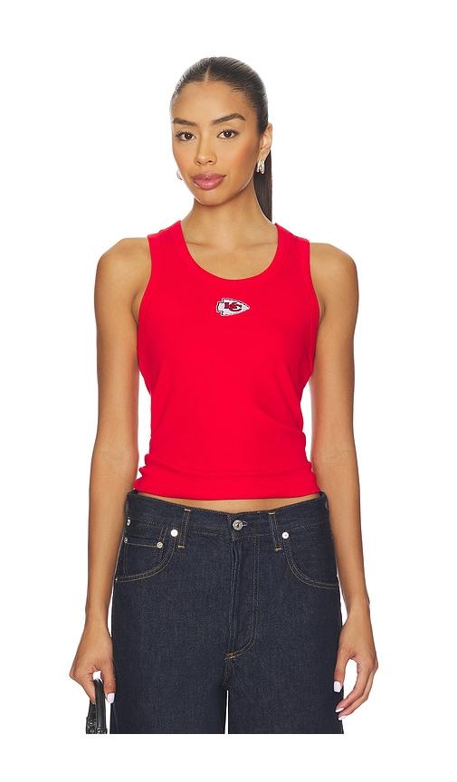 terez x revolve chiefs scoop neck rib tank in red. - size xs (also in xxs)