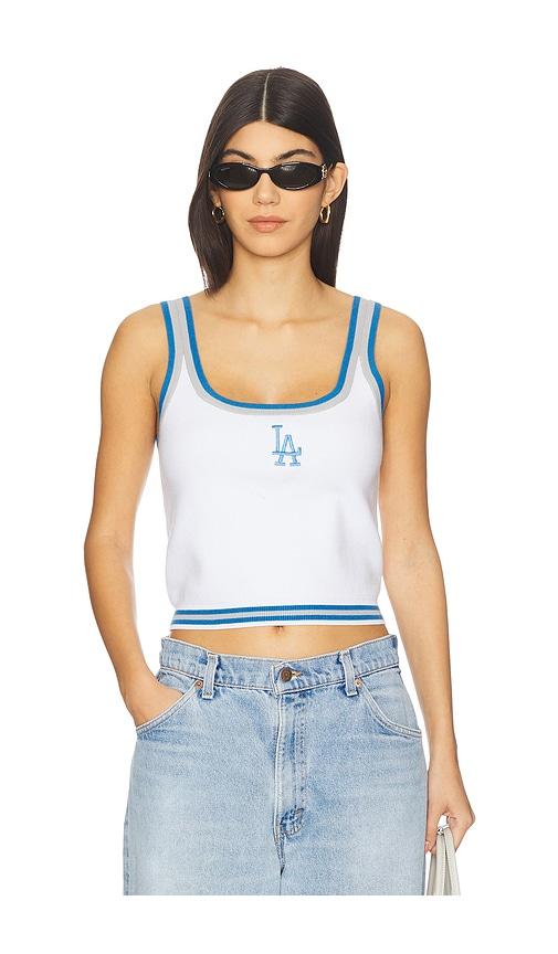 terez x revolve dodgers crop knit tank top in white. - size l (also in xs, xl)