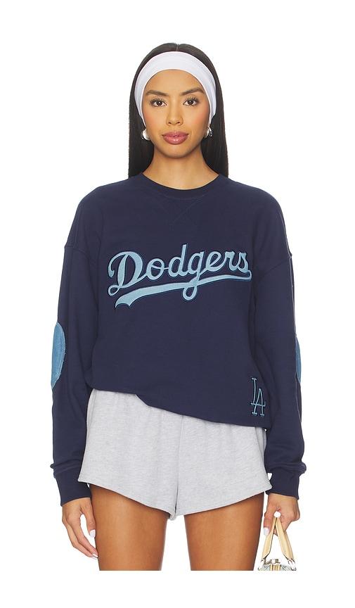 terez x revolve dodgers denim logo sweater in navy. - size s (also in xxs, xs)