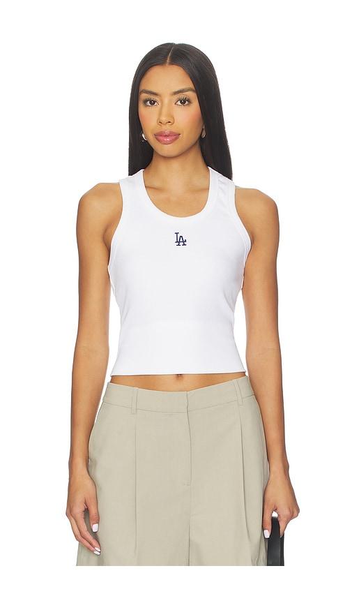 terez x revolve dodgers scoop neck rib tank top in white. - size xl (also in xs)