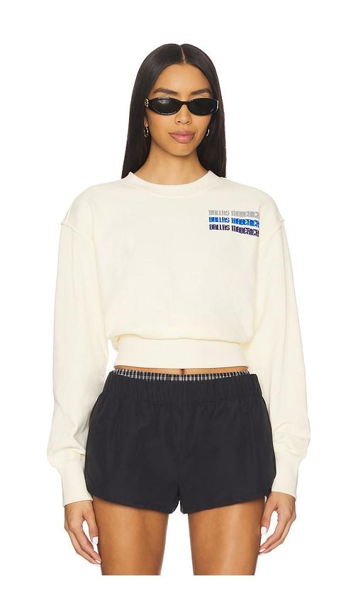 terez x revolve mavericks puff sleeve crop sweater in cream. - size s (also in xs, xl)