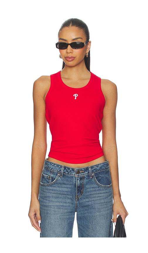terez x revolve phillies scoop neck rib tank top in red. - size l (also in s, xs, xl, xxs)