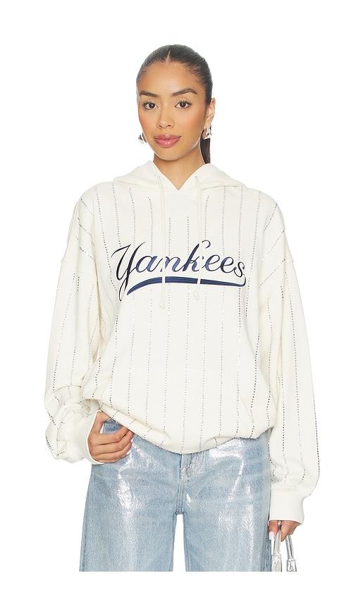 terez x revolve yankees gem pinstripe hoodie in white. - size m (also in s, xs)