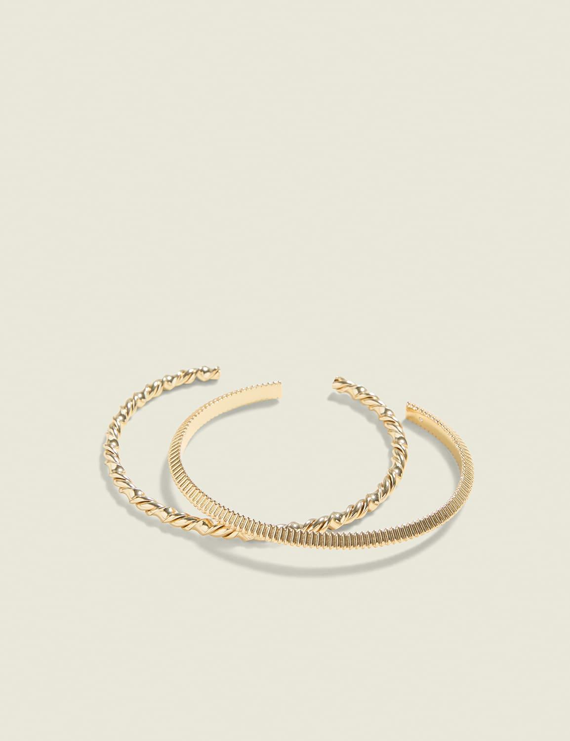 textured goldtone cuff bracelet 2-pack