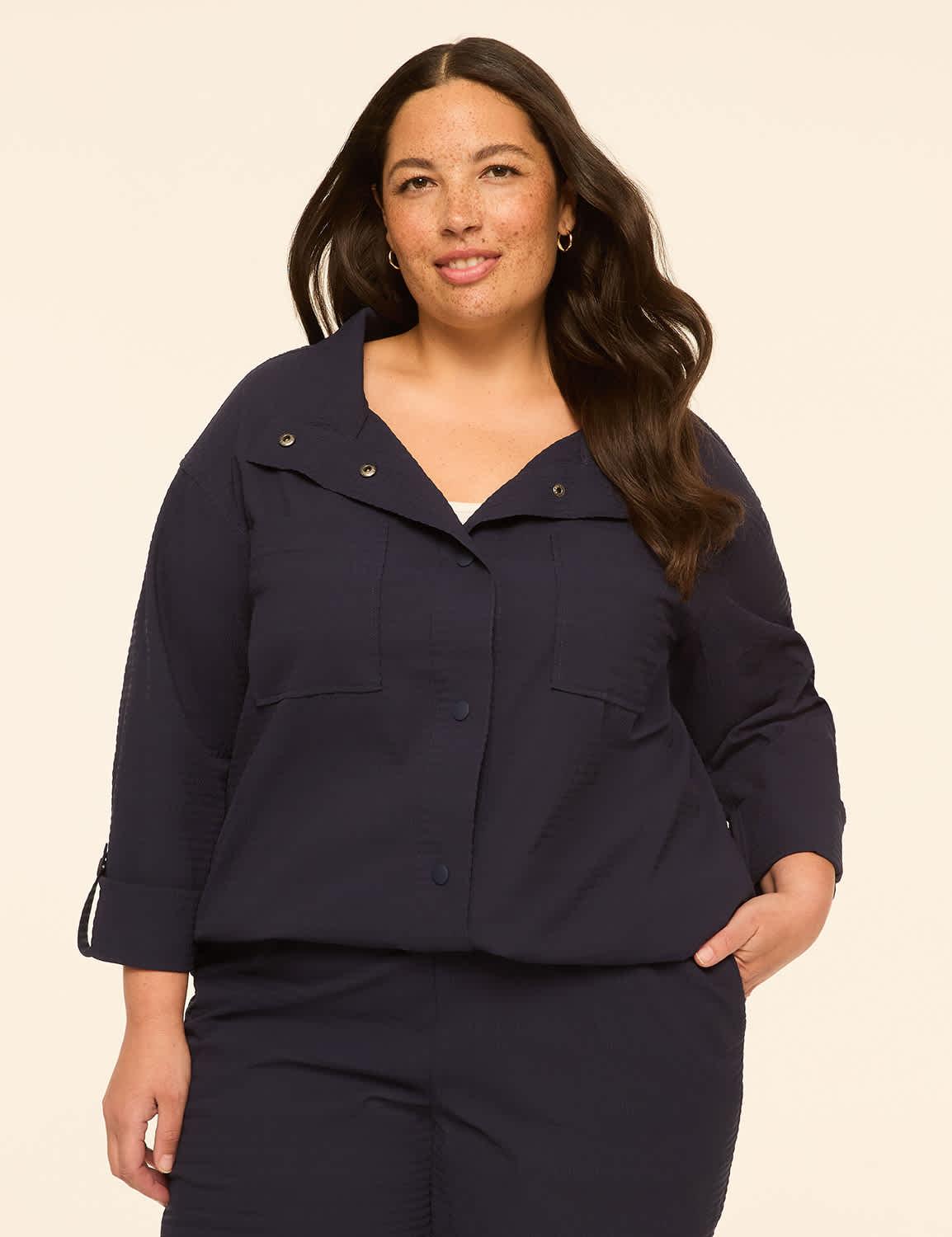 textured snap-front jacket