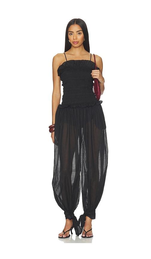 the andamane noor wide pants smocked jumpsuit in black. - size 38/xs (also in 40/s, 42/m)