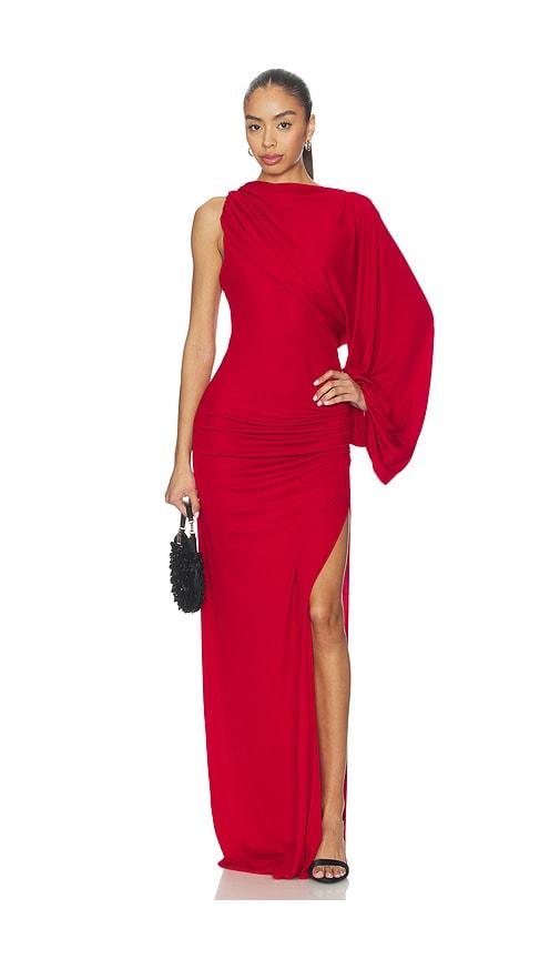the andamane selene one shoulder maxi dress in red. - size 38/xs (also in 40/s)