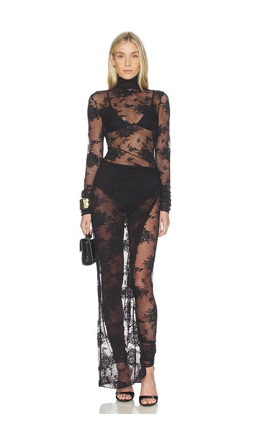 the andamane tessa lace turtleneck openback jumpsuit in black. - size 38/xs (also in 42/m)