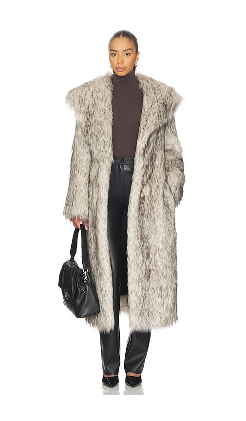 the andamane winter maxi faux fur coat in white,black. - size 38/xs (also in 40/s)