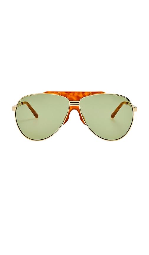 the attico amelia sunglasses in metallic gold.