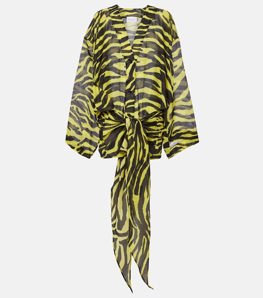 the attico animal-print cotton muslin minidress