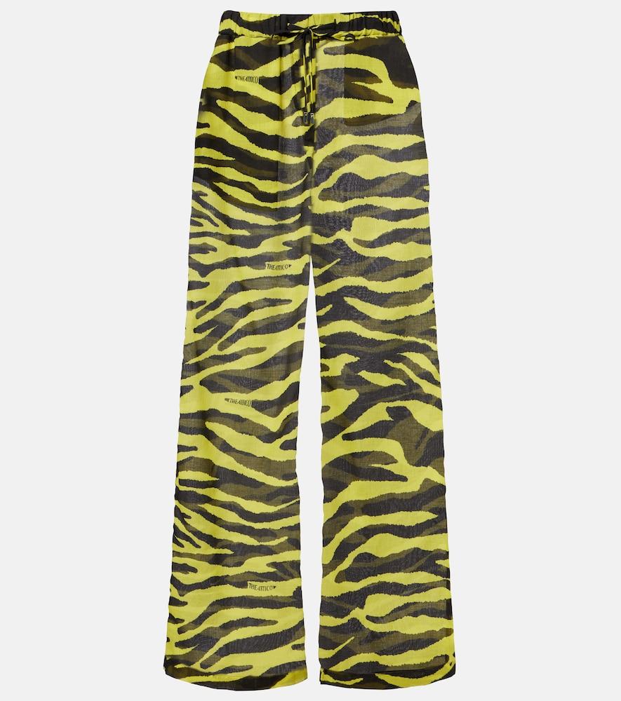 the attico animal-print cotton muslin wide-leg pants