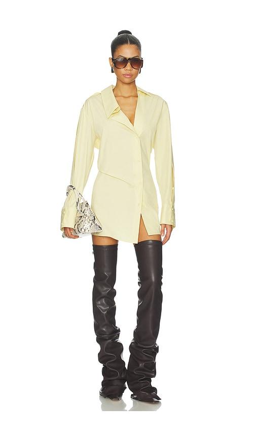 the attico asymmetrical shirt mini dress in yellow. - size 40 (also in 42)